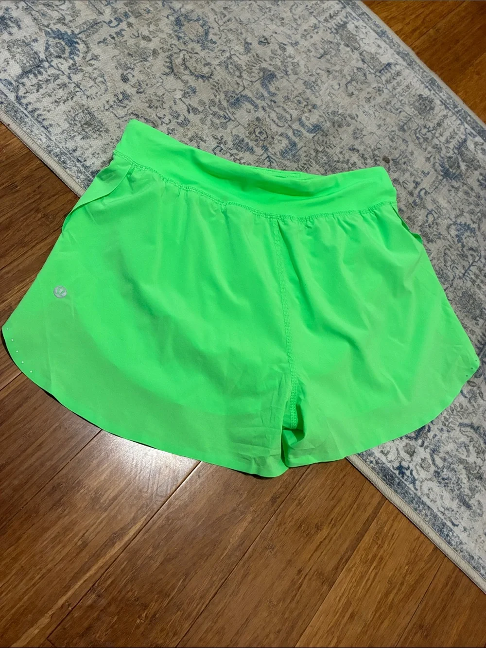 Lululemon Neon Green Women's Athletic Running Shorts - size 8